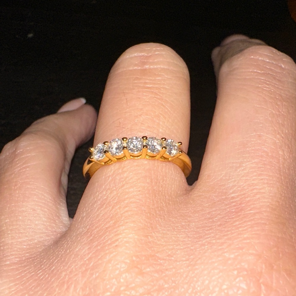 18k gold plated over sterling silver moissanite ring